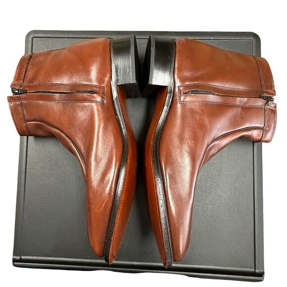 STAFFORD Never Worn Whiskey Brown Leather Ankle Zip Chelsea Boots Size 13 - Picture 6 of 17